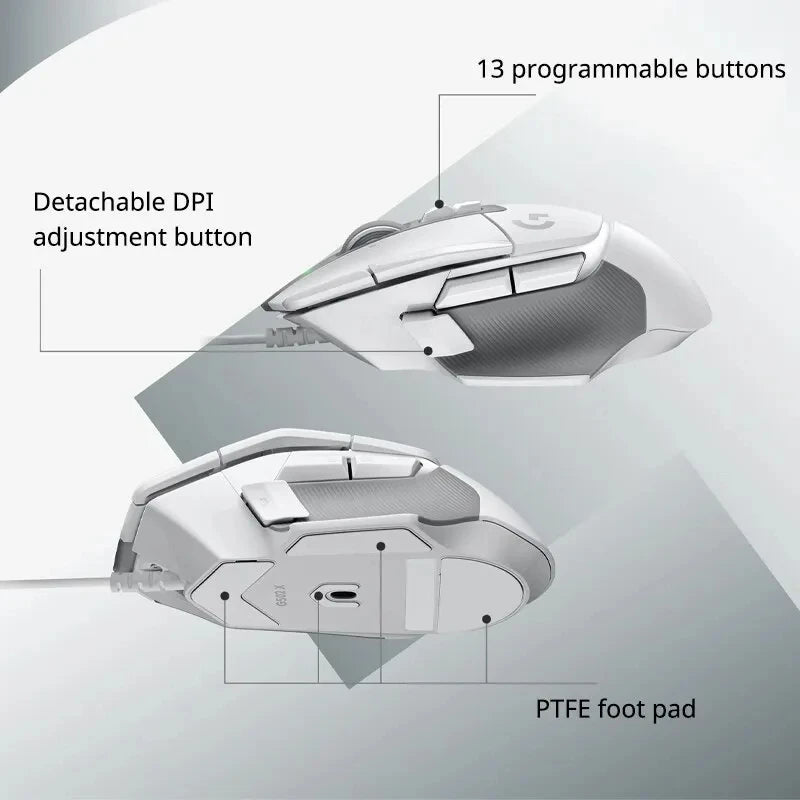 Rato gaming sem fios Logitech G502 X Lightspeed com switches híbridos ótico-mecânicos LIGHTFORCE, sensor gaming HERO 25K compatível, novo