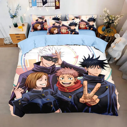 Japan Famous Anime Duvet Cover Sets,Jujutsu Kaisen Bedding Set,Satoru Gojo Bedding Set for Teenagers Boys Adults