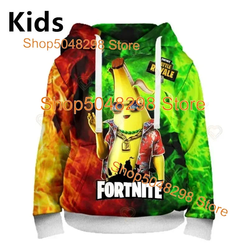 Men’s and Women’s Hoodie with 3D Battle Royale Fortnite Victory Print, Hooded Streetwear Sweatshirts for Boys and Girls