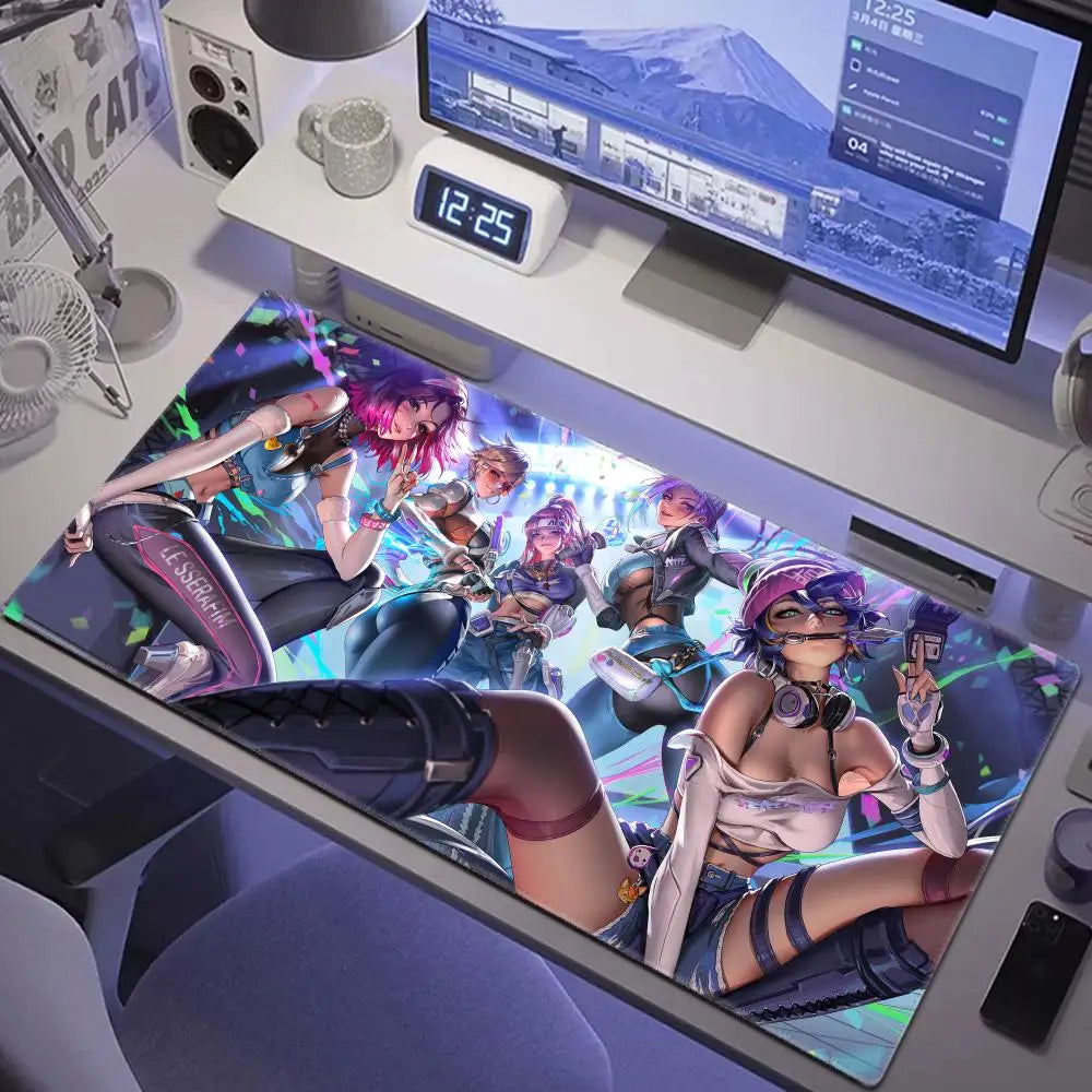 Tapete de Rato Gaming XXL HYBXAXC Sexy Anime Girls em Borracha Macia para Laptop, Escritório, Computador, Overwatch e Teclado
