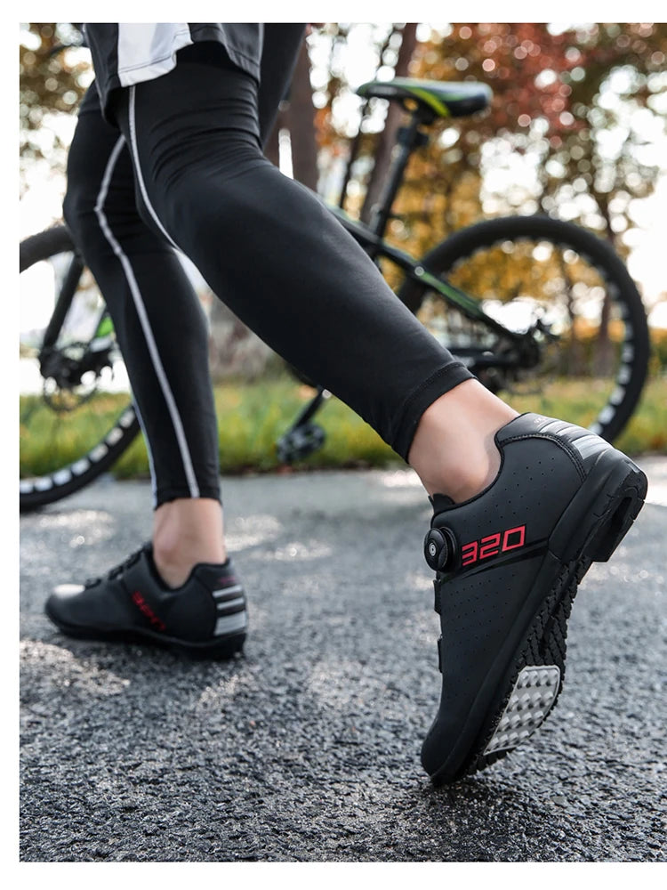 Professional Cycling Shoes Rubber Outsole Knob Buckle Shoes MTB Women Lockless Indoor Cycling Men Cross-Country Cycling Shoes