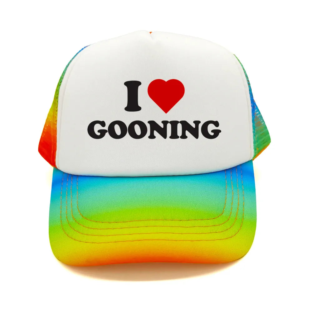 Casquettes de baseball humoristiques « I Love Gooning » – Casquette d'été tendance pour homme en maille, casquette de camionneur humoristique, casquettes unisexes d'extérieur en maille MZ-080