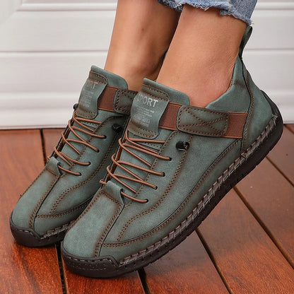 Handmade Leather Women Loafers Casual Comfortable Soft Soled High-quality Motorcycle Boots Fashionable British Tennis Nude Boots