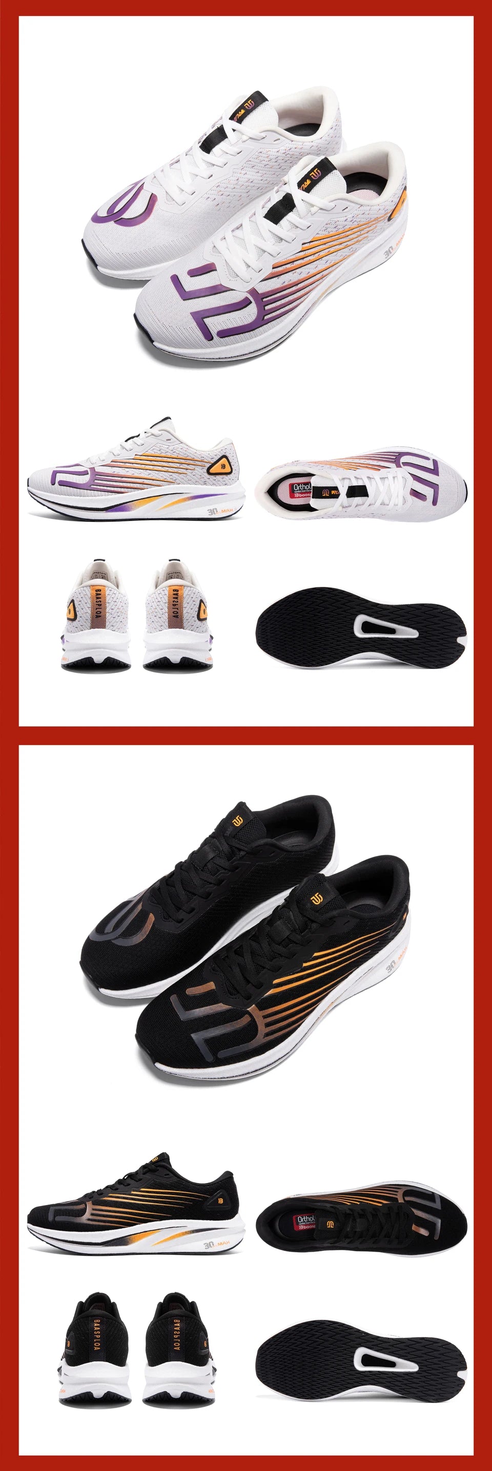 Zapatillas profesionales de running Baasploa para hombre, ligeras y transpirables, zapatillas deportivas de jogging para mujer con placa de carbono y suela antideslizante