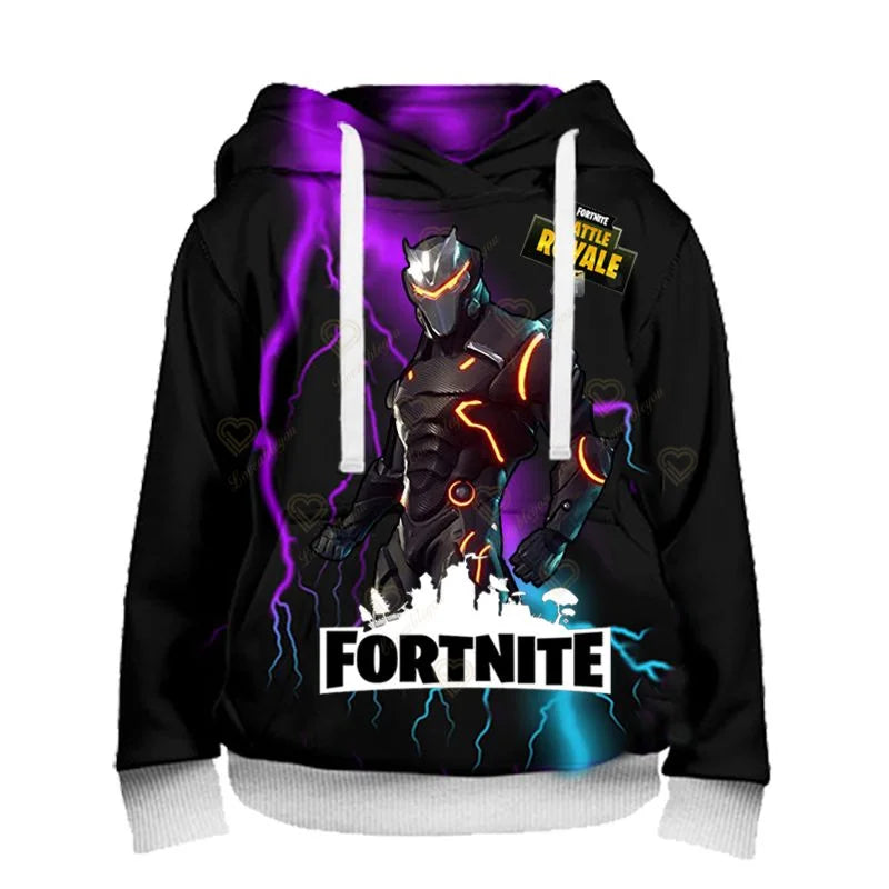 Sweatshirt Fortnite para Crianças Victory Royale 3D com Capuz Estampado para Homem, Mulher e Criança, Pullover Streetwear Gaming para Presentes de Aniversário