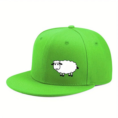Casquette de baseball unisexe ajustable - Casquette de style urbain à visière plate avec motif de mouton : un accessoire décontracté, polyvalent et personnalisable