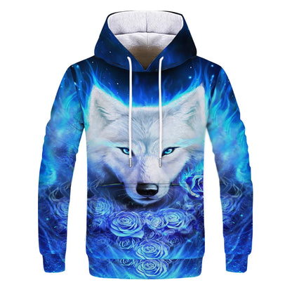 New Fashion Animal 3D Printed Hoodie Men and Women Personalized Design Sweatshirt Snow Double Wolf Harajuku Oversized Hoodie