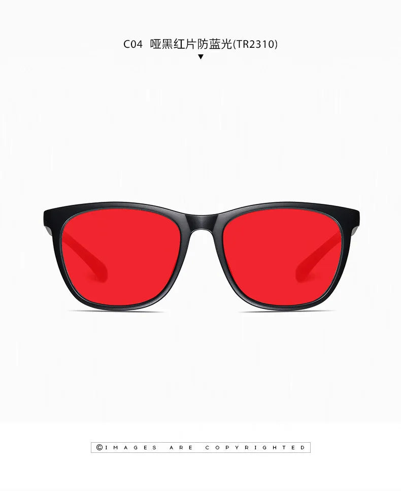 Men Sleep Blue Light Blocking Glasses Women Anti Radiation Computer Eyewear UV500 PC Red Lenses TR90 Square Eyeglasses Frames