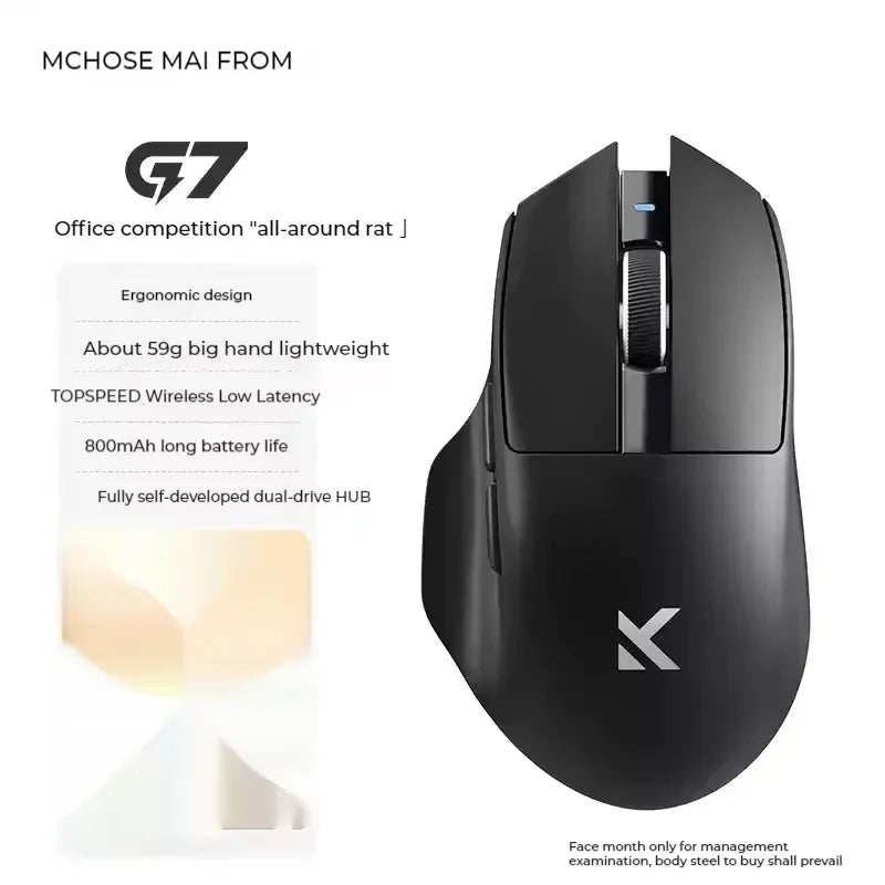 NAUJA G7 PRO žaidimų pelė, trijų režimų belaidė „Bluetooth“ ergonomiška lengva pelė, pritaikytas PC biuro ir žaidėjų aksesuaras