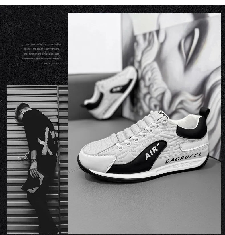 Men's Casual Sports Shoes Breathable Comfortable Flat Heel Low Cut Lace up Leather Upgraded Version of the Classic AGAM Shoe