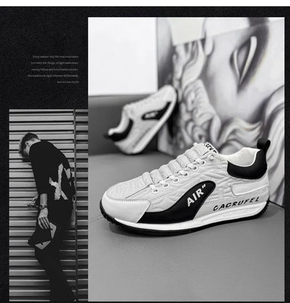 Men's Casual Sports Shoes Breathable Comfortable Flat Heel Low Cut Lace up Leather Upgraded Version of the Classic AGAM Shoe