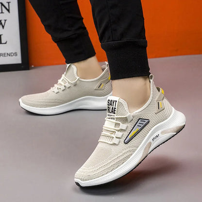 Hot Sale Of The Season New Men's Running Shoes Breathable Lightweight Knitted Lace-Up Sports Sneakers Fashionable Korean Styl...
