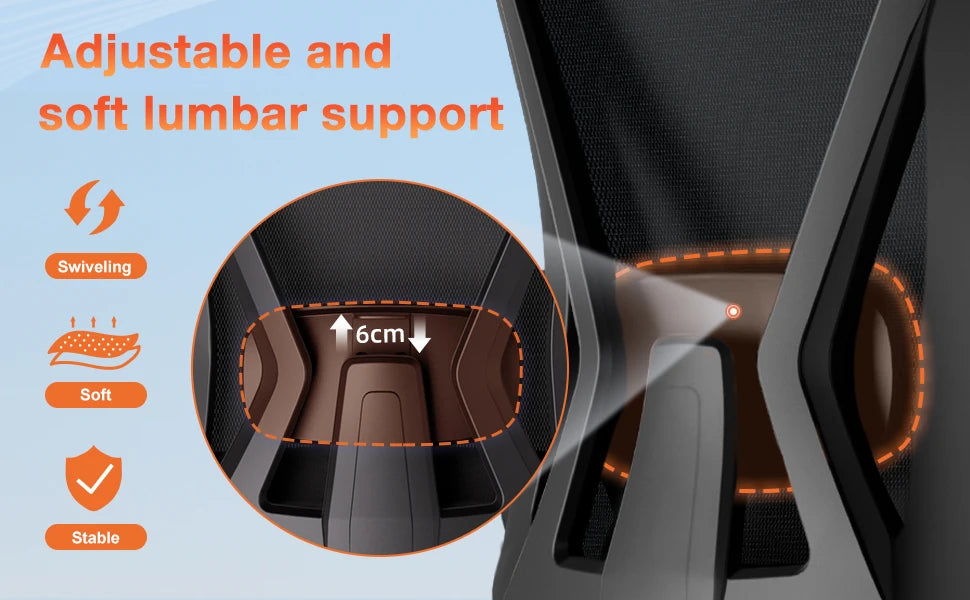 Office Chair Ergonomic Reclining 90°-135°, Desk Chair with Lumbar Support, Computer Chair Adjustable Headrest, Living Room Chairs