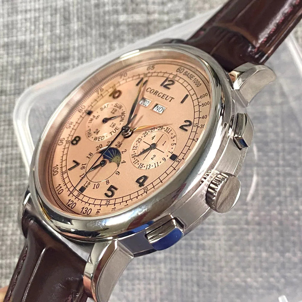 Automatické hodinky pro muže Multification, datum, den, měsíc, rok, mechanické pánské hodinky z 316L s leštěným pouzdrem, ukazatelem den/noc, 42mm