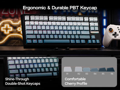 Teclado mecânico magnético EPOMAKER G84 HE 75% ANSI US Layout Gasket com fio/BT/2.4Ghz sem fios, efeito Hall, polling 8K e 8000mAh