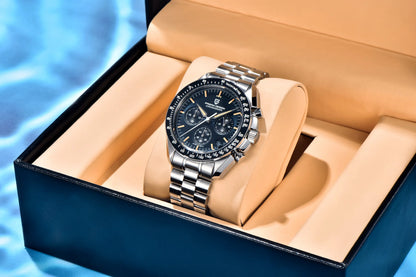 PAGANI DESIGN 2026 New Meteorite pattern dial Luxury Quartz Watch For Men Speed Sport Chronograph AR Sapphire crystal Wristwatch