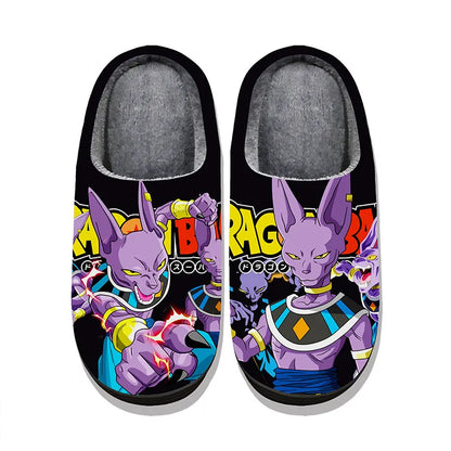 Anime Dragon Ball Plush Slippers Goku Vegeta Winter Fuzzy Warm Cotton Shoes Cute Cosplay Men Home Indoor Non-Slip Slipper Gifts