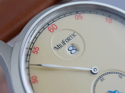 Milifortic Jumping Hour Auto R077 Vintage Small Seconds ST17 Movement Jump Hour Salmon Dial Men Watches