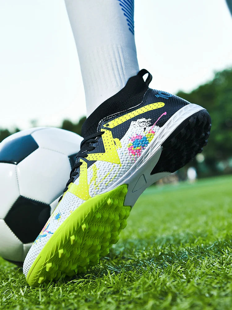 Scarpe da calcio professionali TF Broken Nail per adolescenti, resistenti, modello HighTops, scarpe da allenamento per adulti da esterno antiscivolo