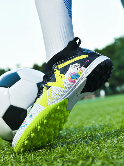 Scarpe da calcio professionali TF Broken Nail per adolescenti, resistenti, modello HighTops, scarpe da allenamento per adulti da esterno antiscivolo