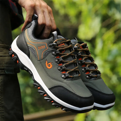Autumn And Winter Models, Men's Waterproof Hiking Shoes, Outdoor PU Leather Sports Shoes, Wear-Resistant,  Walking, Tactical