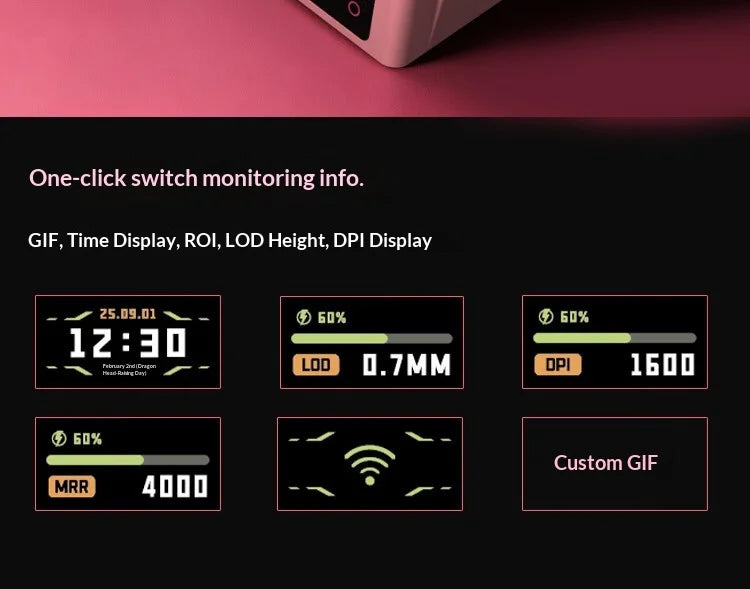 Mouse gaming wireless VALKYRIE VK M5 PRO con doppio 8K, ricevitore con display intelligente, ergonomico, leggero e a bassa latenza