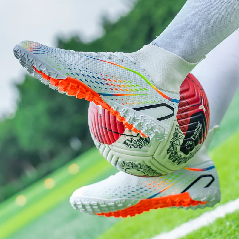 New Men Soccer Shoes Men Grass Breathable Soft Outdoor Football Shoes Cleats Long Spikes Comfortable Training Sport Shoes Men