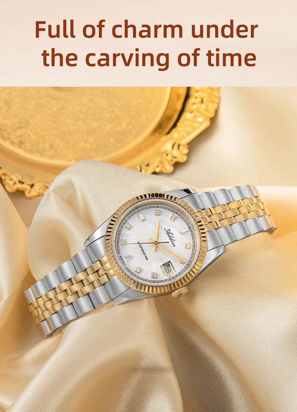 ADDIES New Luxury Women's Watches 28mm Sapphire Glass 50m Waterproof 316L Stainless Steel Business Quartz Wristwatch For Woman