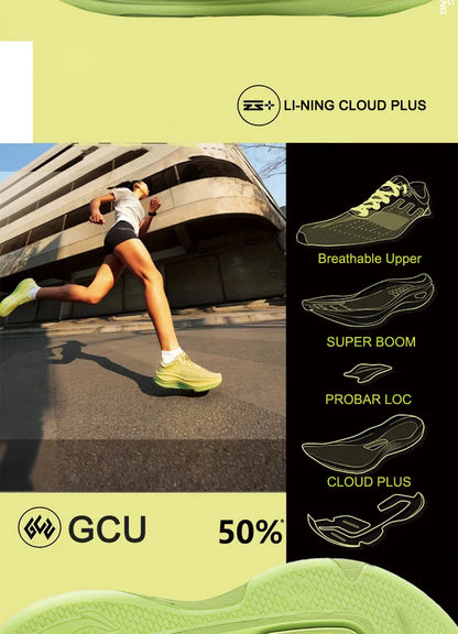 Li-Ning Women's YUEYING 5 PRO Optimized Cushion Running Shoes with Wide Toe Box SUPER BOOM Reflective LiNing Sneakers ARHV014