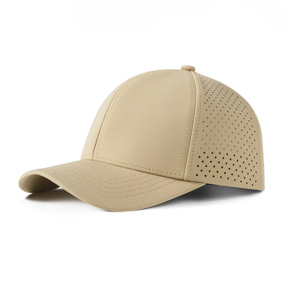 Casquette de baseball pour homme VOBOOM à séchage rapide, en maille découpée au laser, à visière incurvée et fermeture à pression, pour le sport en plein air, la course à pied et les voyages, couleur noire