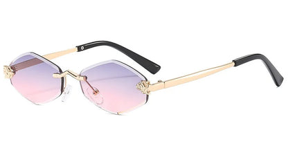 Frameless Rhombus Personalized Women's Sunglasses,Elegant And Versatile Classic Sunglasses Luxury And High-End Sunglasses UV400.