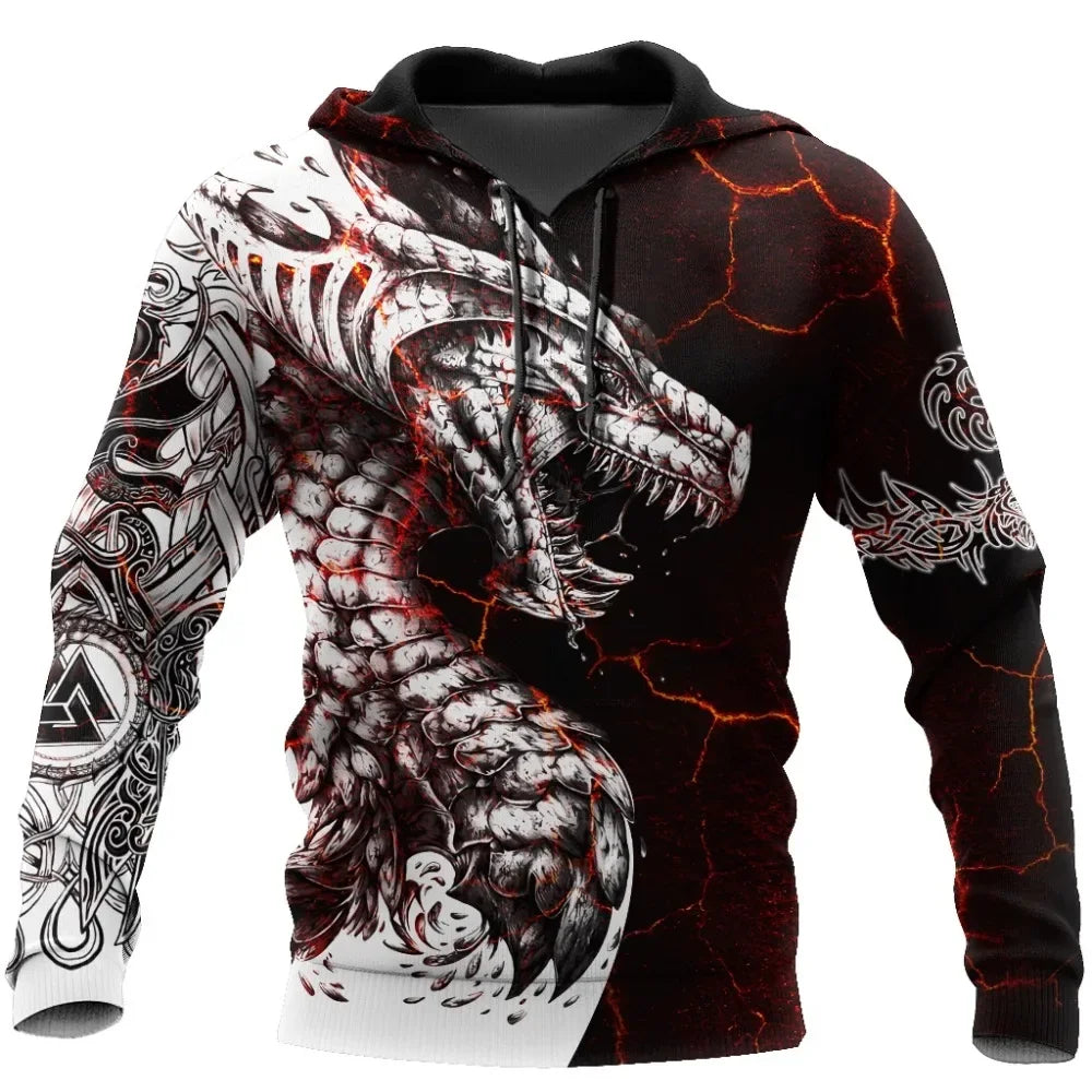 Black & White Tattoo Dragon 3D Printed Men Hoodies Sweatshirt Unisex Streetwear Zipper Pullover Casual Jacket Tracksuits KJ0192