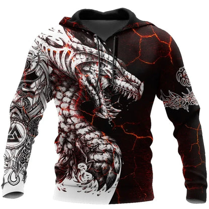 Black & White Tattoo Dragon 3D Printed Men Hoodies Sweatshirt Unisex Streetwear Zipper Pullover Casual Jacket Tracksuits KJ0192