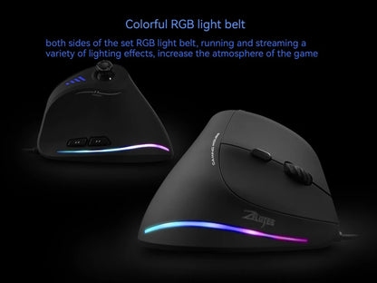 Rato Vertical ZELOTES C-18, rato ótico com 11 teclas, RGB, joysticks e laser programáveis, para PC e computador gaming