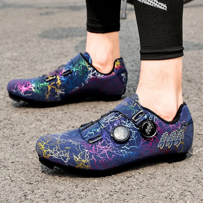 New Women Cycling Sports Shoes Rubber Non-Slip MTB Shoes Men PU Leather Breathable Outdoor Racing Pedal Bicycle Boots Unisex