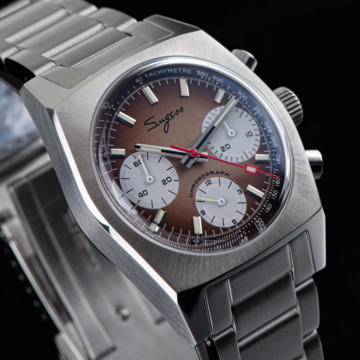 Sugess S419 Series 37mm Original Swanneck Movement Chronograph Master Mens Watch Mechanical Wristwatch Dome Sapphire Crystal New