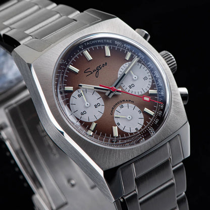 Sugess S419 Series 37mm Original Swanneck Movement Chronograph Master Mens Watch Mechanical Wristwatch Dome Sapphire Crystal New