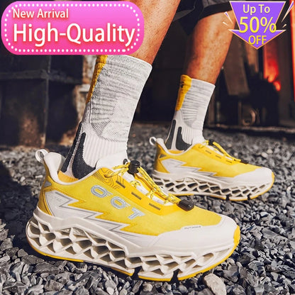 Summer Hot Selling Professional Mens Sports Shoes Marathon 3D Printed Sole Running Shoes Foot Protecting Commuting Walking Shoes