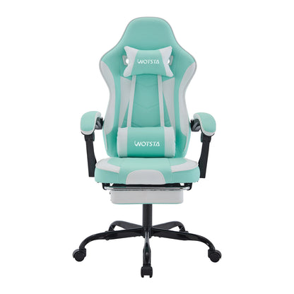 Cadeira Gaming WOTSTA com Apoio para Pés, Cadeira Gamer Ergonómica com Almofada Lombar, Apoio de Cabeça e Altura Ajustável para Computador