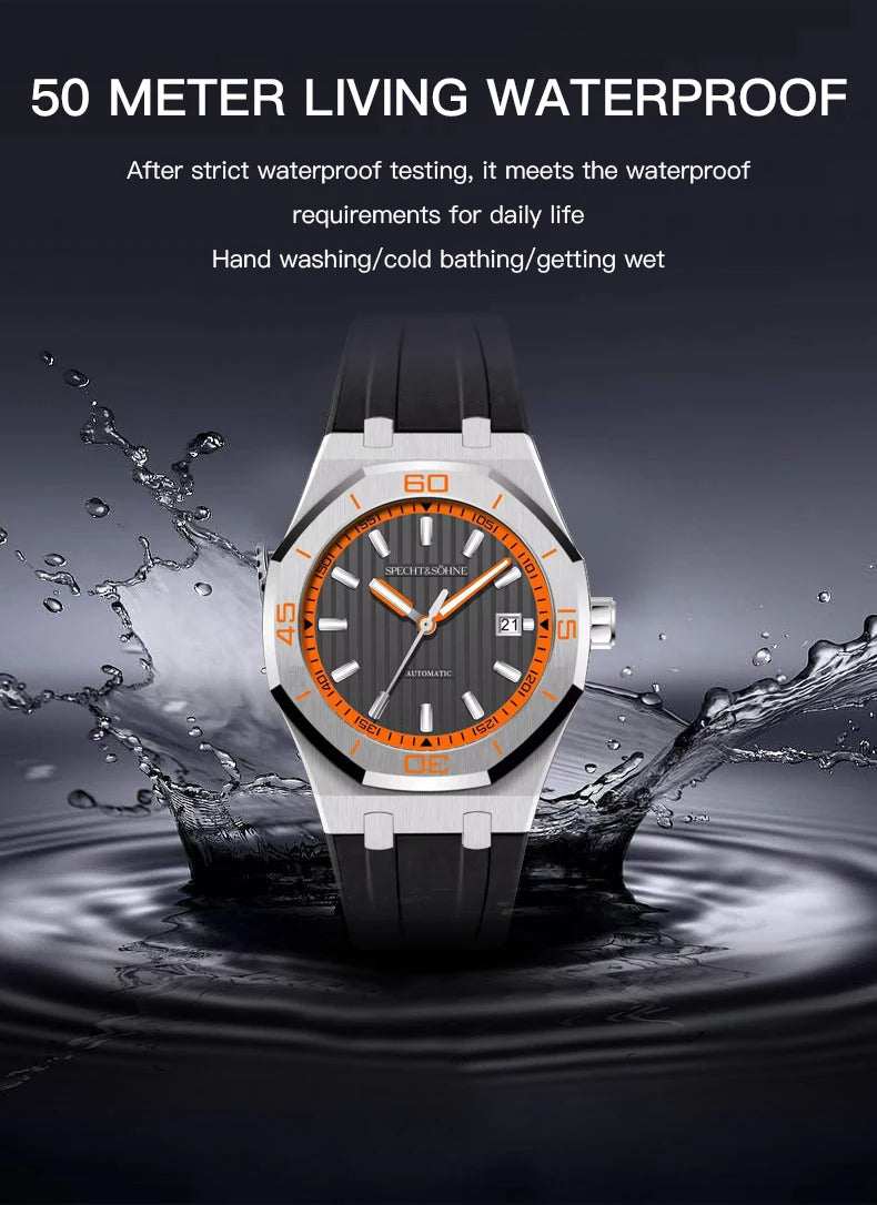 New Luxury Specht & Söhne Automatic Mechanical Watches Japan 8215 Movt Stainless Steel Watch Sapphire Crystal Waterproof 40MM