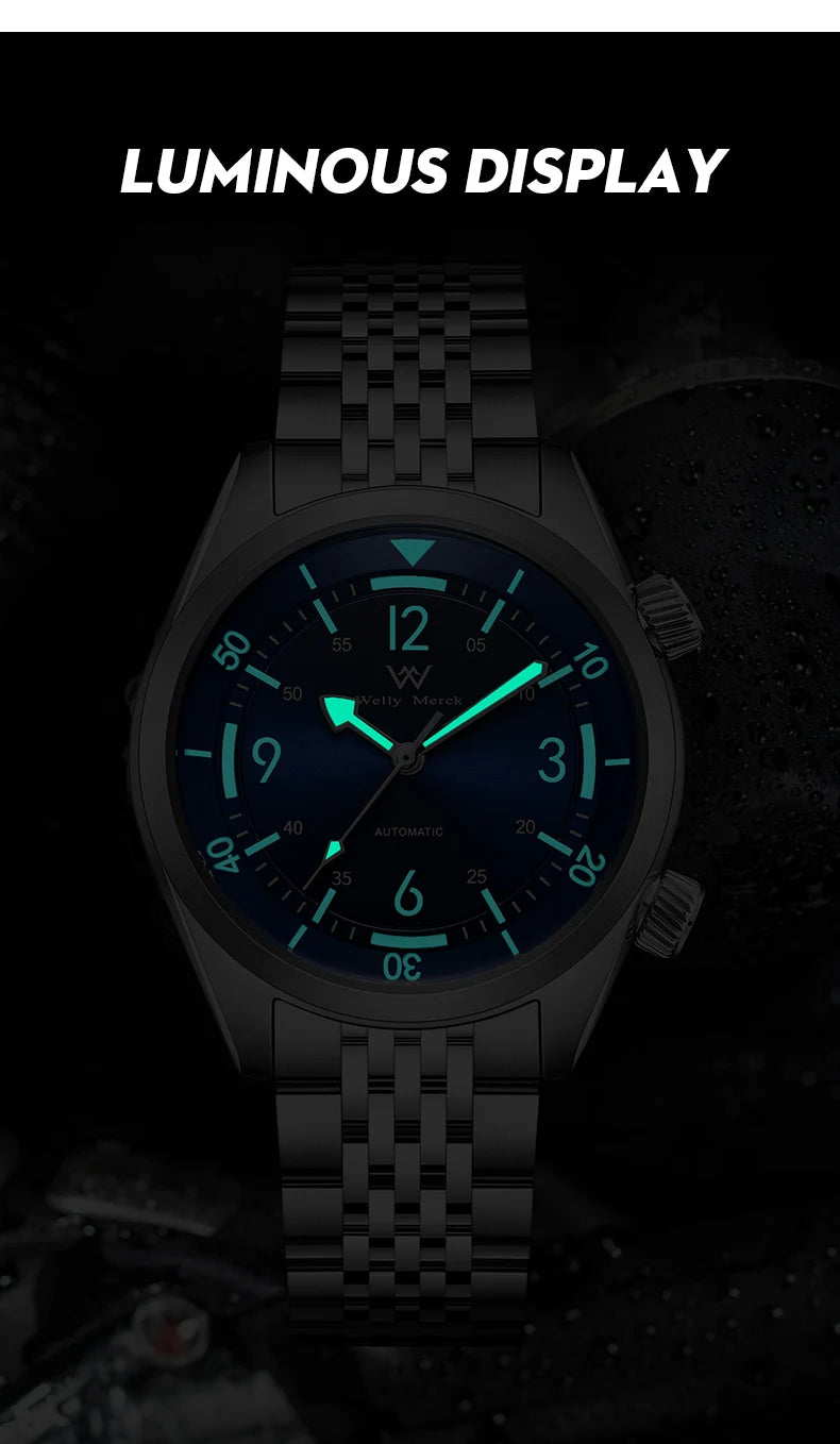 WM Watch Automatic Mechanical Watches Water Resistant Classic Casual Business Man Watch Welly Merck WM089M
