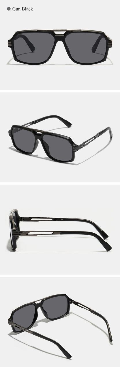 Ruiao Double-Bridge Pilot Sunglasses UV400 Fashion Gradient Shades Metal Frame Unisex Sun Glasses for Men And Women Driving