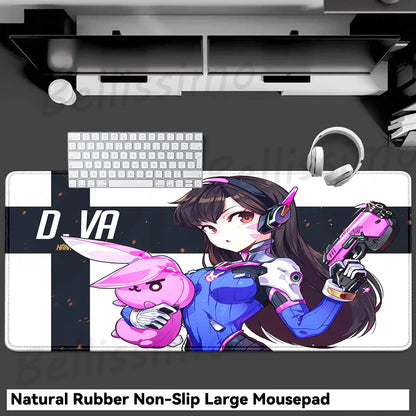 Acessórios Gaming O-Overwatch D-D.va Tapete de Rato Grande para Teclado e Rato, Deskmat XXL Estendido para PC, Tapete Gamer