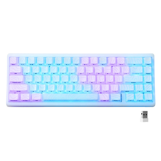 Teclado Mecânico Sem Fios XVX M67 JadeStone com Teclas IMD-Tech Tri-Mode, Teclado Gamer Branco Topographic com Design Gasket