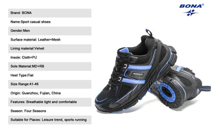 BONA 2023 New Designers Light Running Jogging Mesh Shoes Breathable Comfortable Men Sneaker Casual Outdoor Sport shoes Man Mesh