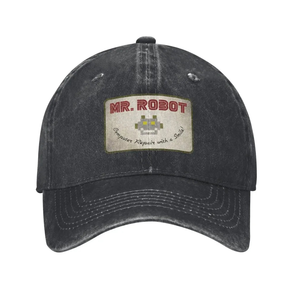 Računalo sa Sourires, anime, smiješni Mr Robot, prilagođeni retro kaubojski oprani bejzbolski kape za muškarce, traper kapa za sunce, hip hop kapa