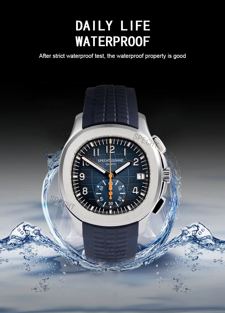 Droppshiping Products 2025 Men Watch Specht&Sohne Japan Chronograph Quartz Wristwatch Rose Gold Relogio Masculino 50M Waterproof