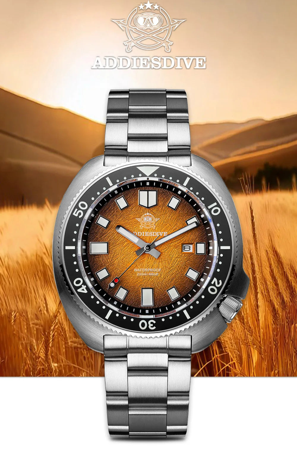 ADDIESDIVE Men's Luxury Watch 20Bar Waterproof  Display AD2511 Sapphire Glass Reloj Hombre BGW9 Super Luminous Quartz Watches