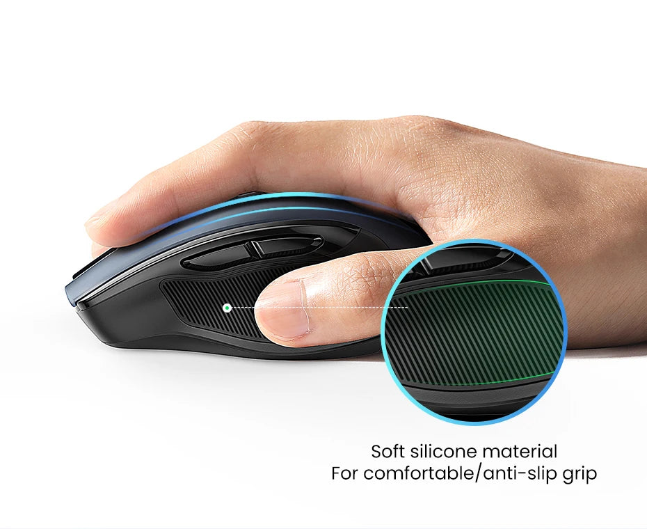 Mouse wireless UGREEN Bluetooth 5.0 ergonomico 4000DPI con 6 pulsanti silenziosi per MacBook, tablet, laptop, computer e PC, mouse 2.4G