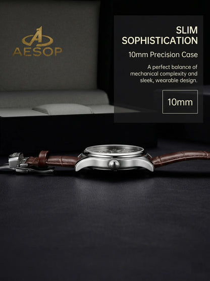 aesop Men's Watch Automatic Movement Mechanical Tourbillon Watch Skeleton Design Stainless Steel Case Waterproof Men's Watch 202
